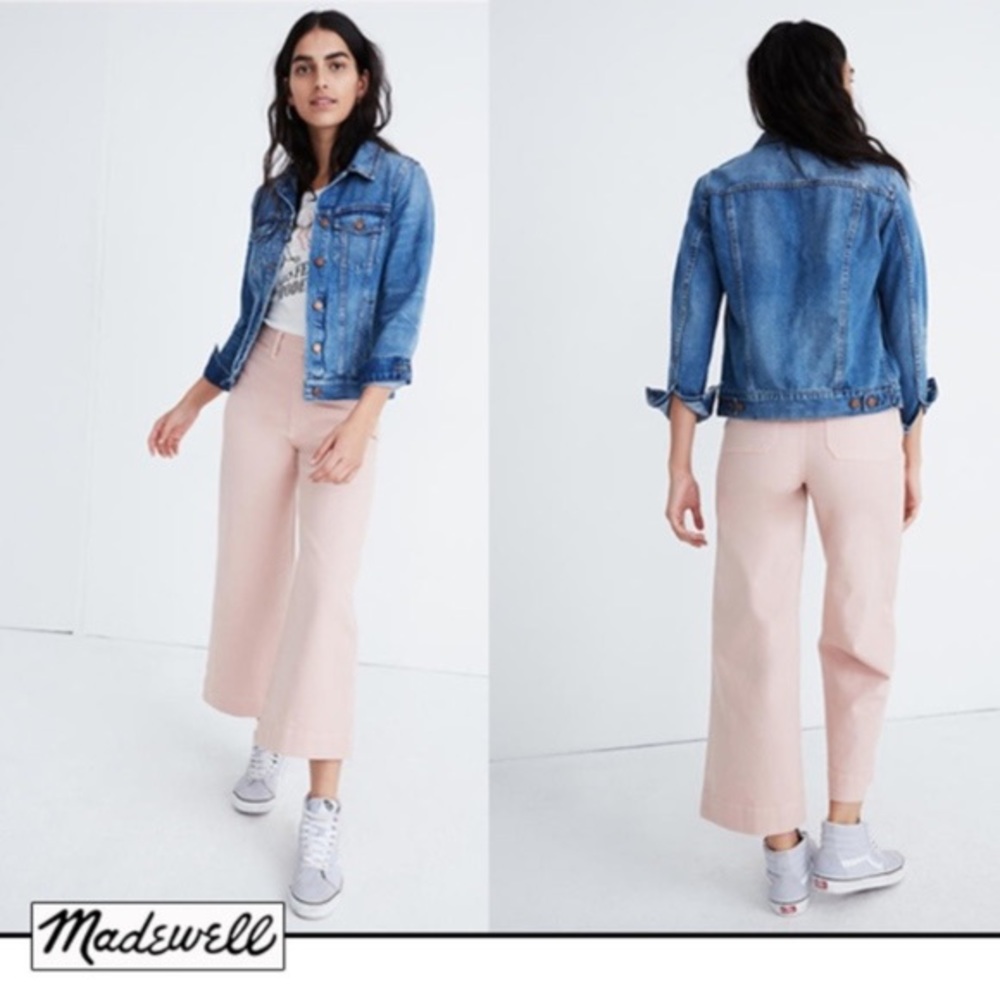 Madewell Emmett Wide-Leg Crop Pants in Pink Oyster